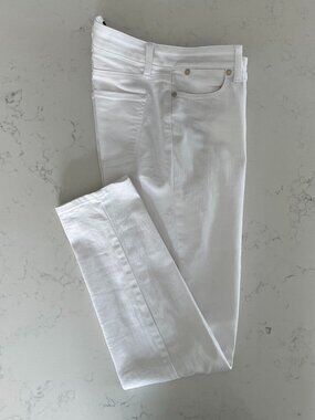 Talbots Slim Ankle 5 Pocket Casual Cotton Poly Blend Denim Jean White Sz 4
